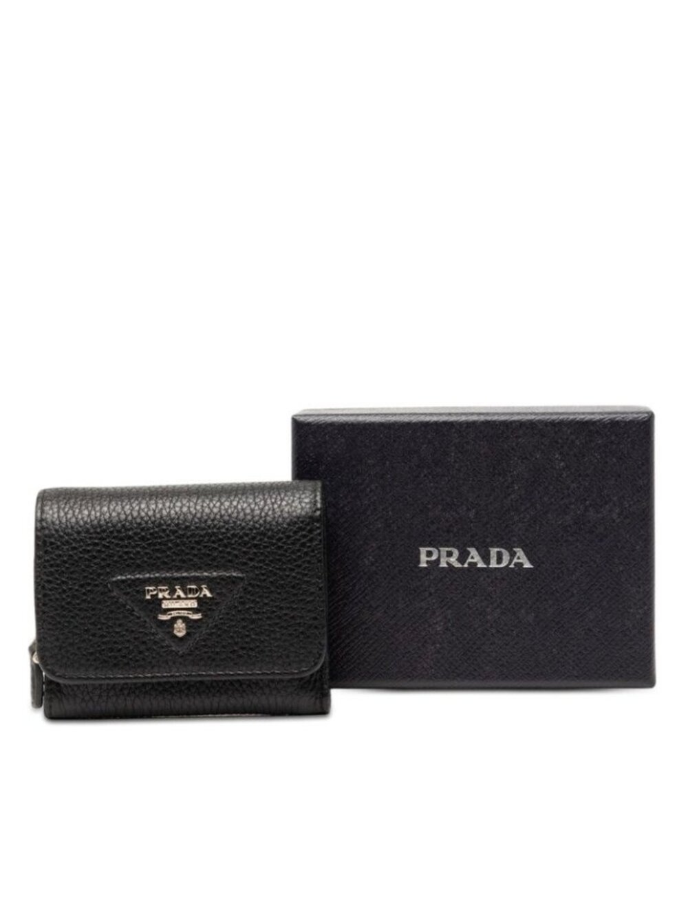 Prada Trifold Wallet Mini Black Vitello Daino Leather - Picture 7 of 7